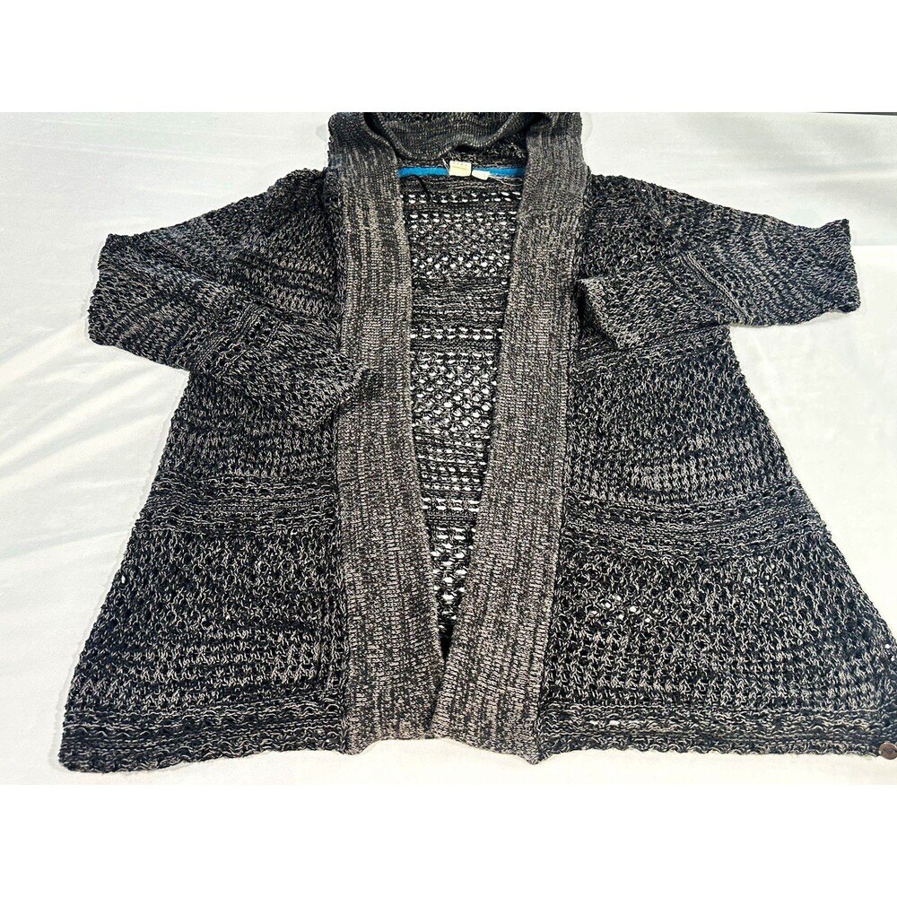 Roxy Womens L Hooded Open Knit Cardigan Coastal Boho Surfer Beach Sweater